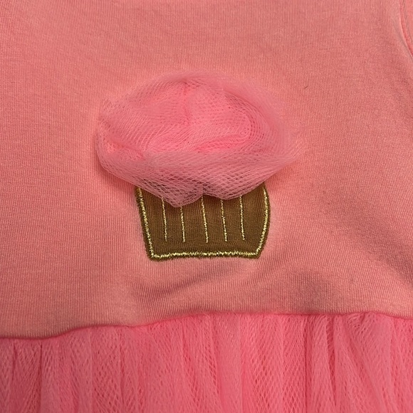 Kickee Pants Kids pink dress with tulle skirt and cupcake embroidery size 3T - Picture 6 of 8